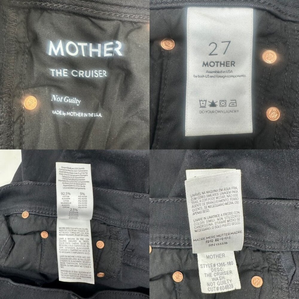 Mother The Cruiser Flare Jeans In Not Guilty Size 27 Stretch Black Denim - Picture 11 of 13